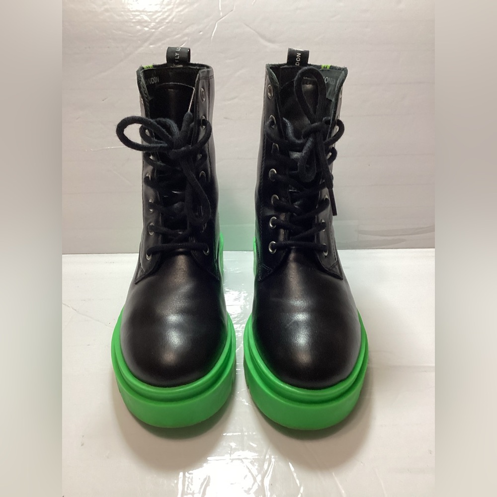 Fly London Jacy  combat Black and Green Lace-Up Boots size 37